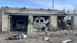 Damaged areas of the Selydove Central City Hospital. ICRC